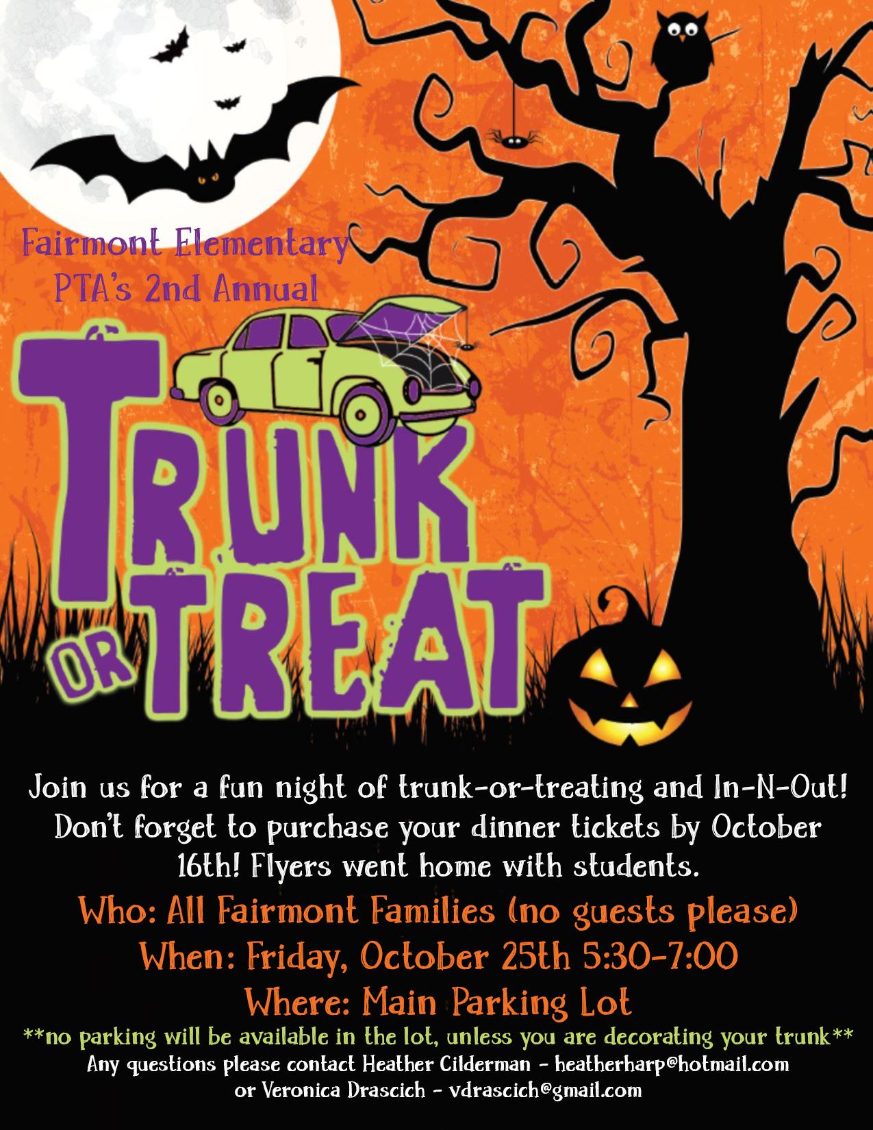 Fairmont's 2nd Annual Trunk-or-Treat on October 25
